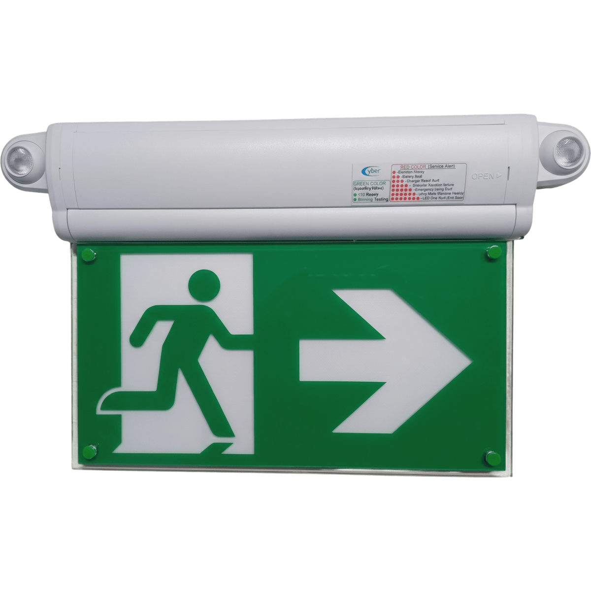 Letrero de Salida con Luz de Emergencia / Borde Iluminado con LEDs Blancos / Pictograma Intercambiable / Montaje Pared-Techo-Lateral / 2 Horas