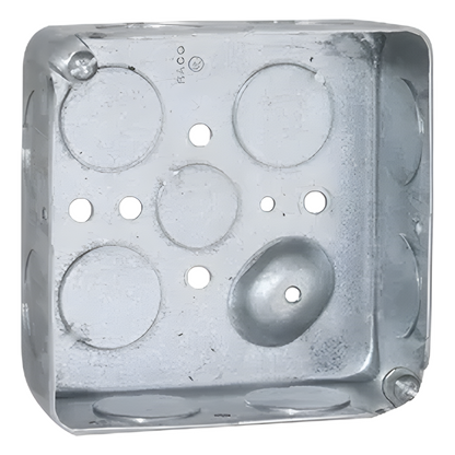Caja Cuadrada 4 x 4"/Profundidad 1- 1/2"/ 11 Entradas de 3/4" y 1 de 1/2".