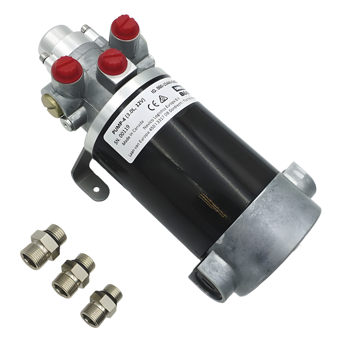 Bomba Hidráulica de Engranajes PUMP-4 / 12 V CC / Reversible / Caudal 3.0 L/min / Desplazamiento Cilindro 290-960 cc / Conexiones ORB / Compatible