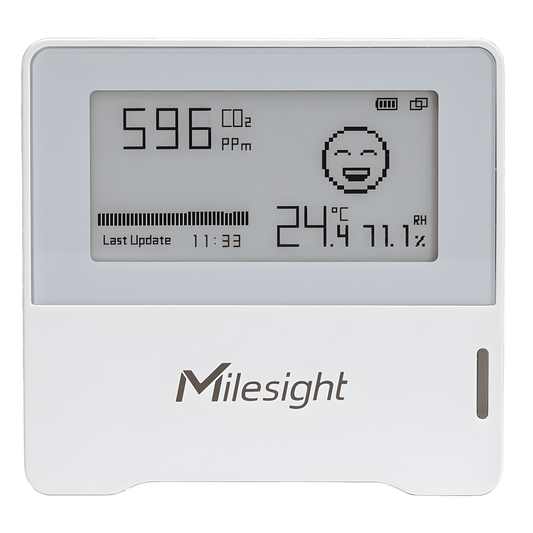 Sensor Ambiental IAQ LoRaWAN / CO2 + Temperatura + Humedad / Indicador Tipo Semáforo / Batería 3 Años / Monitoreo para Oficinas y Edificios