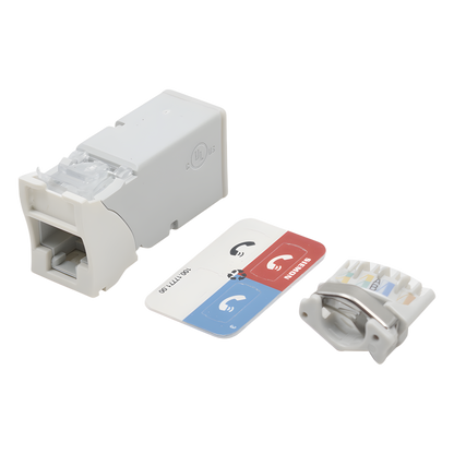 Jack Z-Max Cat6A, UTP, Montaje Híbrido en Placa de Pared (Plano y Angulado), Color Blanco, Versión Bulk (Sin Empaque Individual)