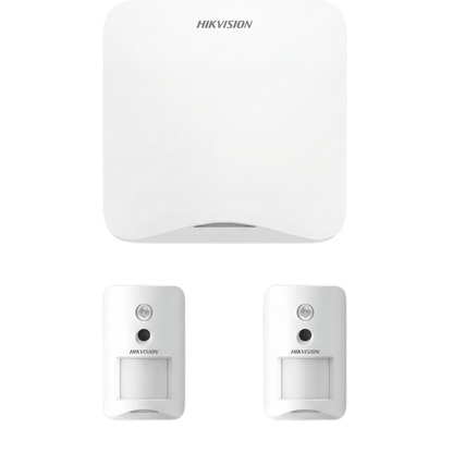 (AX HOME) KIT de Alarma AX HOME / Incluye: 1 Panel Wi-Fi / 2 Cámaras Inalámbricas + PIR / Batería de Respaldo / Compatible con Hik-Connect P2P y