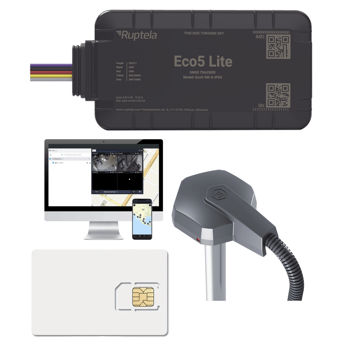 Rastreador Vehicular y Monitoreo de Flota / BLE 5.0 y GNSS / LTE CAT1 y LTE-M con Respaldo 2G / GNSS U-blox / MiKado IP54 / -20 °C a +40 °C