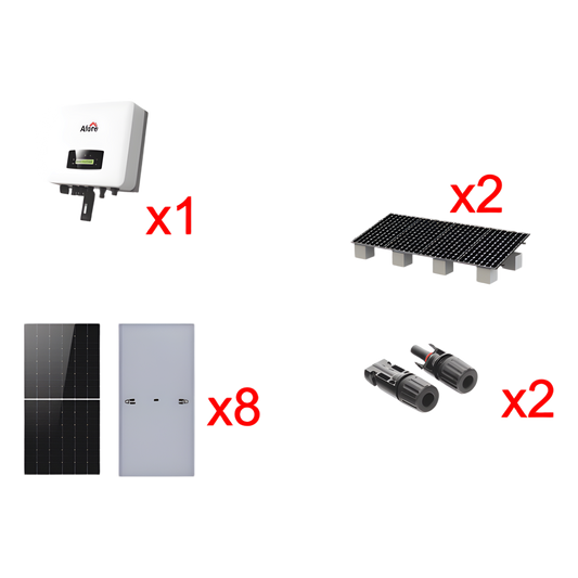 Kit Solar Interconexion 5kW 220Vca / Inversor AFORE / 8 Paneles de 645W / Montaje Incluido