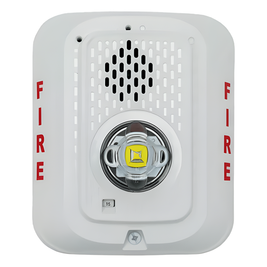 Sirena con lámpara estroboscópica LED de 2 hilos para pared, candela seleccionable, color blanco, compatible con SpectrAlert
