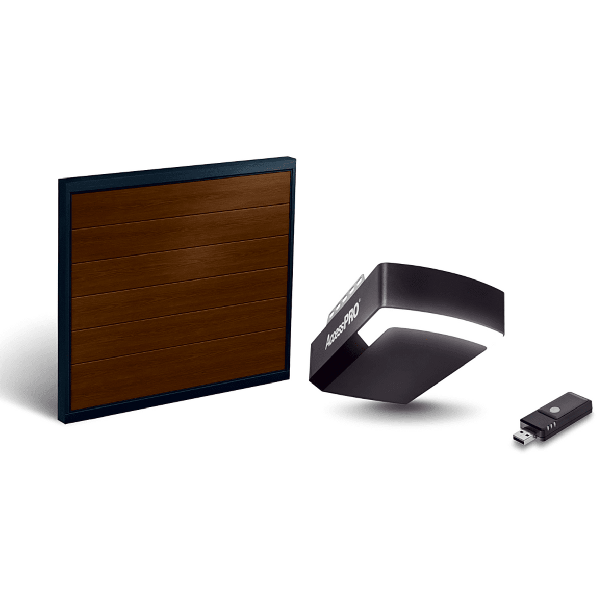 KIT COMPLETO Incluye /Puerta D/ Garage / APDOORB 16x9 Pies / Lisa Linea Central / Imitacion madera / Insulada / Interfase ACCESSWIFI / Extension