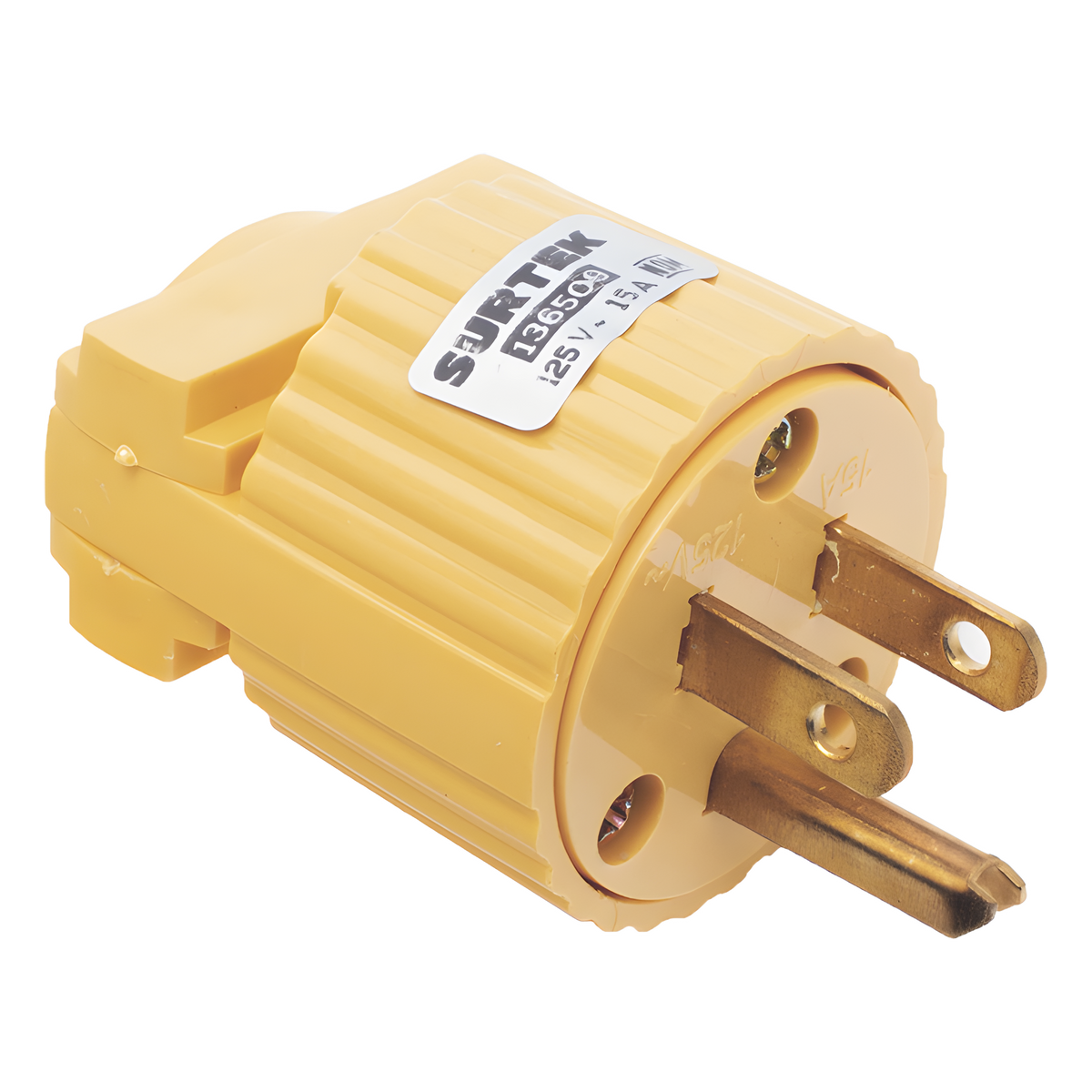 Clavija con Abrazadera Plástica Aterrizada / 127 V CA 15 A Max. / Fabricada en Plastico ABS.