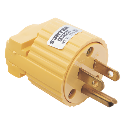 Clavija con Abrazadera Plástica Aterrizada / 127 V CA 15 A Max. / Fabricada en Plastico ABS.