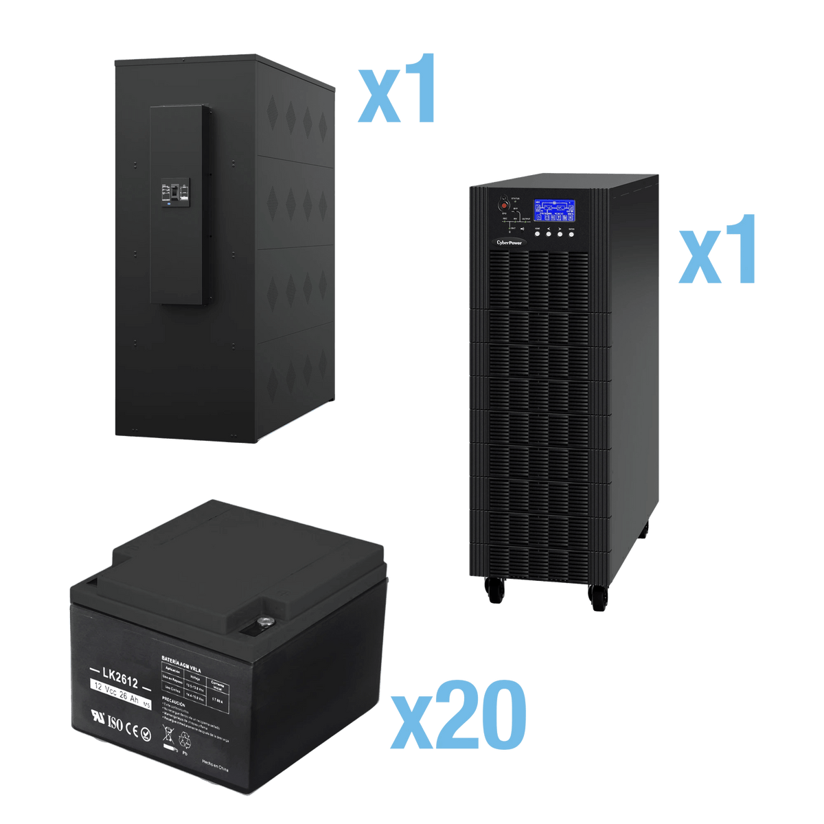 UPS Trifásico de 20 kVA/18 kW, Topología Online Doble Conversión, Voltaje de 208/220 Vca de L-L, Respaldo de 5 Minutos al 100% de Carga, Incluye