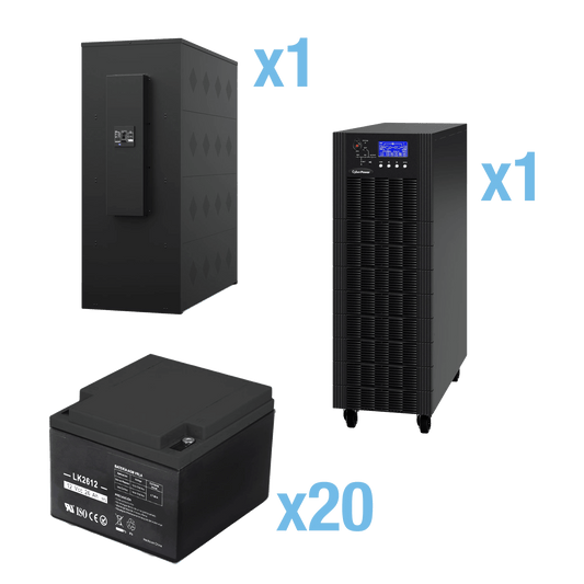 UPS Trifásico de 20 kVA/18 kW, Topología Online Doble Conversión, Voltaje de 208/220 Vca de L-L, Respaldo de 5 Minutos al 100% de Carga, Incluye