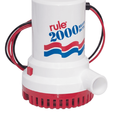 Bomba de Achique Sumergible Rule 10 / 2,000 GPH / 12V CD / Motor de Alta Eficiencia / Ejes de Acero Inoxidable / Protección Térmica TCO