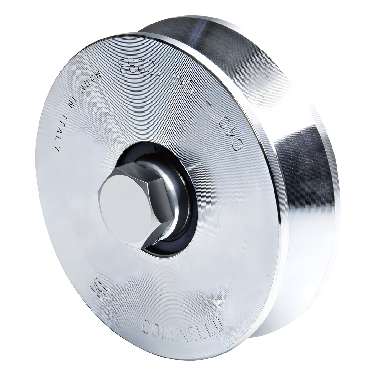 Rueda de 10 cm SIN Soporte Para Puertas Corredizas de Hasta 425 Kg / Canal Tipo "V"