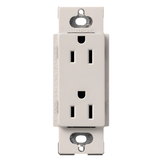 Contacto dúplex Claro de 15 A y 125 V, acabado biscuit, para combinar con atenuadores y apagadores Lutron