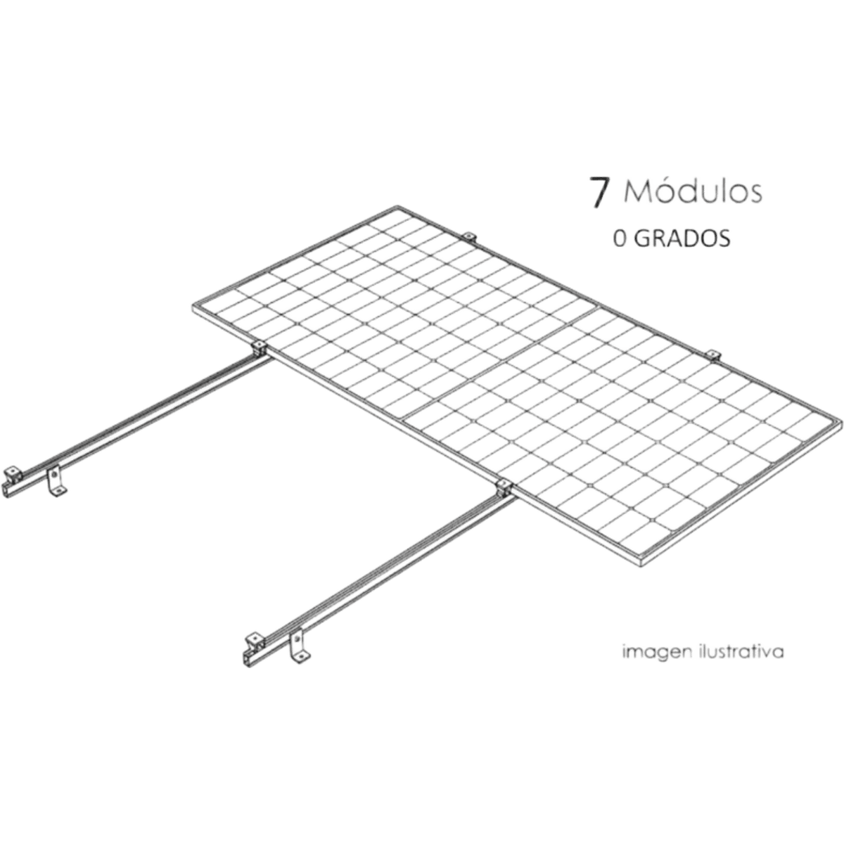 Kit Basel Sistema de Montaje Fotovoltaico Para 7 Módulos a 0° / Velocidad de Viento 170 km/h / Módulo 2.382 m x 1.134 m (7.81 ft x 3.72 ft)