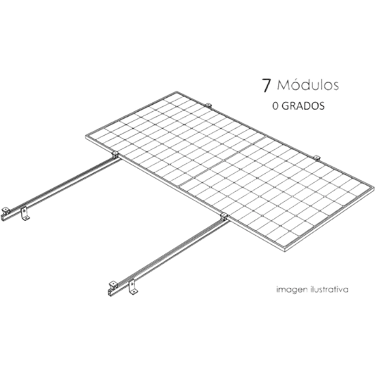 Kit Basel Sistema de Montaje Fotovoltaico Para 7 Módulos a 0° / Velocidad de Viento 170 km/h / Módulo 2.382 m x 1.134 m (7.81 ft x 3.72 ft)
