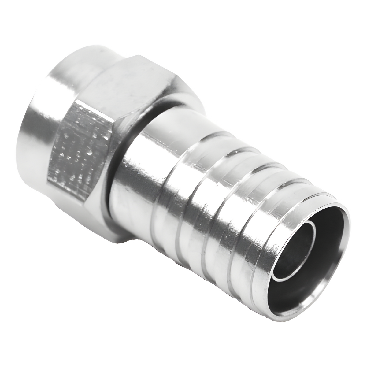 Conector F Macho, Plegable de Doble Blindaje para cable RG-59, Cuerpo de Bronce Niquelado