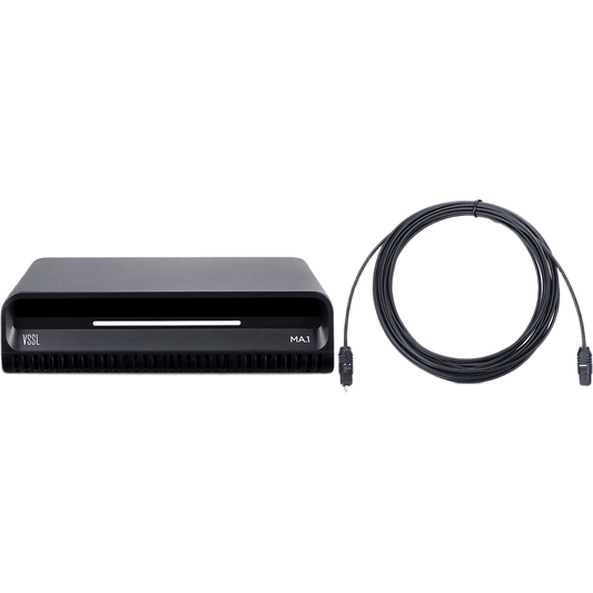 Amplificador de Audio Streaming VSSL MA1 125W Clase D | 2 Canales | AirPlay 2 + Google Cast | Bluetooth 5.3 | HDMI eARC | Cable Óptico Toslink 4.6 m