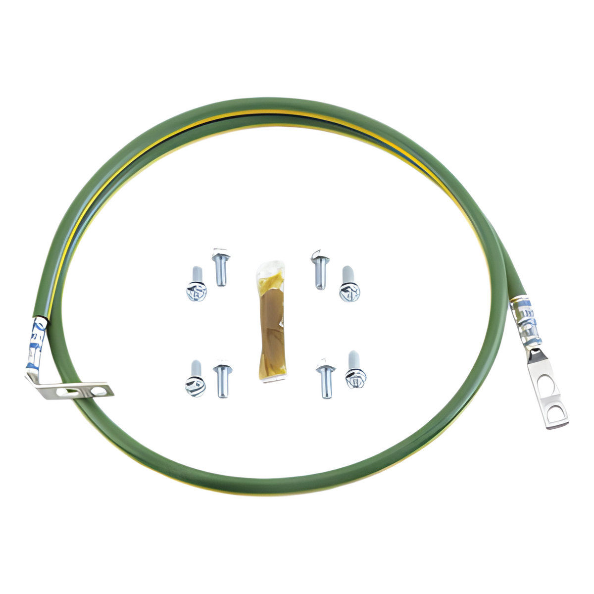 Jumper para Aterrizar Equipos en Racks o Gabinetes, 6 AWG, con Terminal Doblada a 45 Grados, Para Conexión a Tierra y Terminal Recta Para Equipos, 61