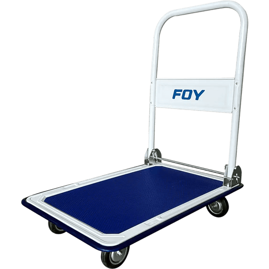 Carro Plataforma Plegable de Acero / Capacidad 300 kg / Ruedas TPR / Mango Retráctil / Uso Doméstico e Industrial
