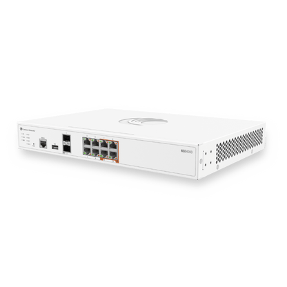 Network Service Edge NSE 4000 / 10 Gbps Firewall Throughput / 2.5 Gbps Advanced Security Throughput / 8 x 2.5 GbE RJ45 / 2 x 10 GbE SFP+ / SD-WAN