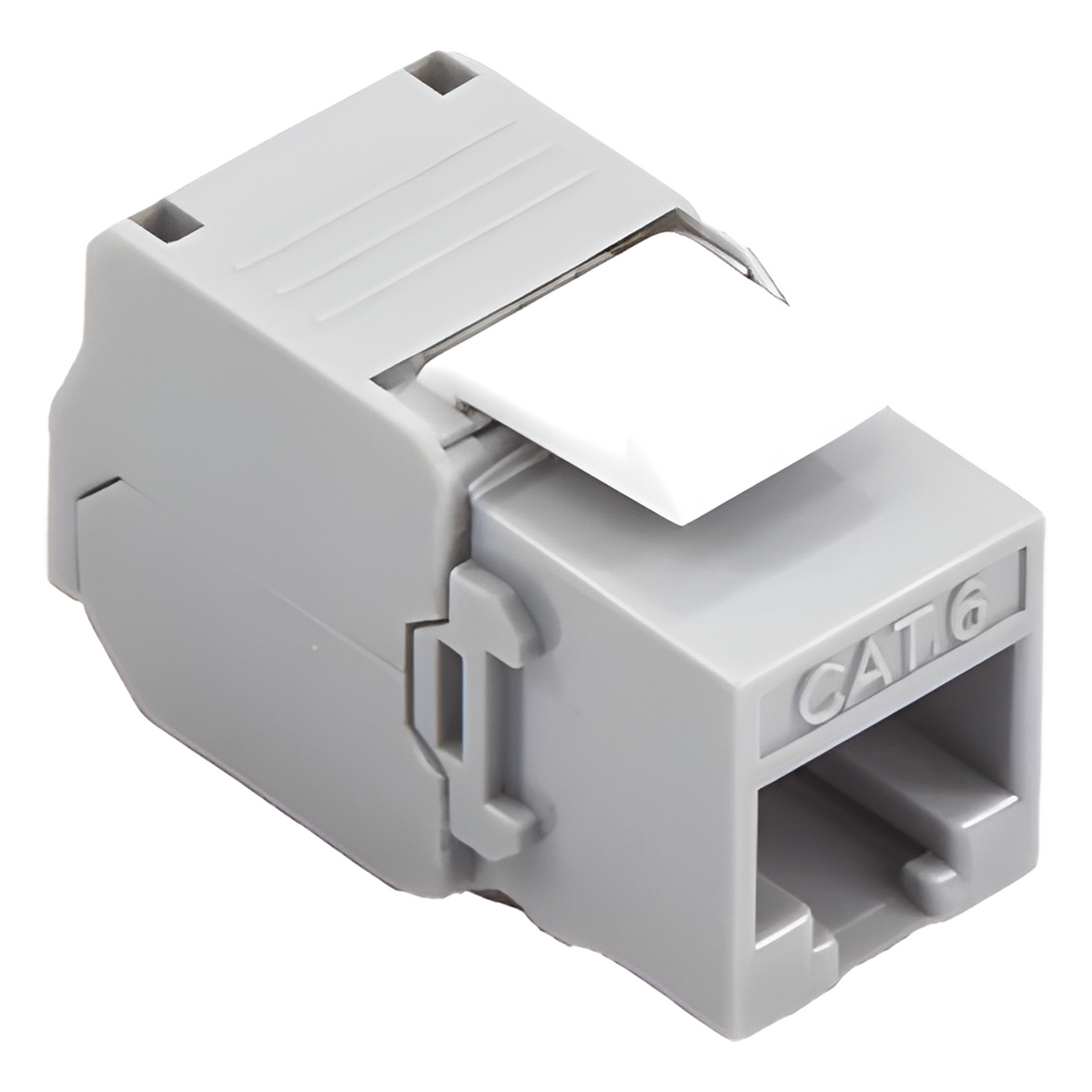 Módulo Jack Keystone Cat6 (Toolless), con Terminación en Ángulo 180 Grados Color Gris, Compatible con Faceplate y Patchpanel Linkedpro