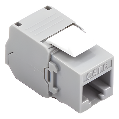 Módulo Jack Keystone Cat6 (Toolless), con Terminación en Ángulo 180 Grados Color Gris, Compatible con Faceplate y Patchpanel Linkedpro