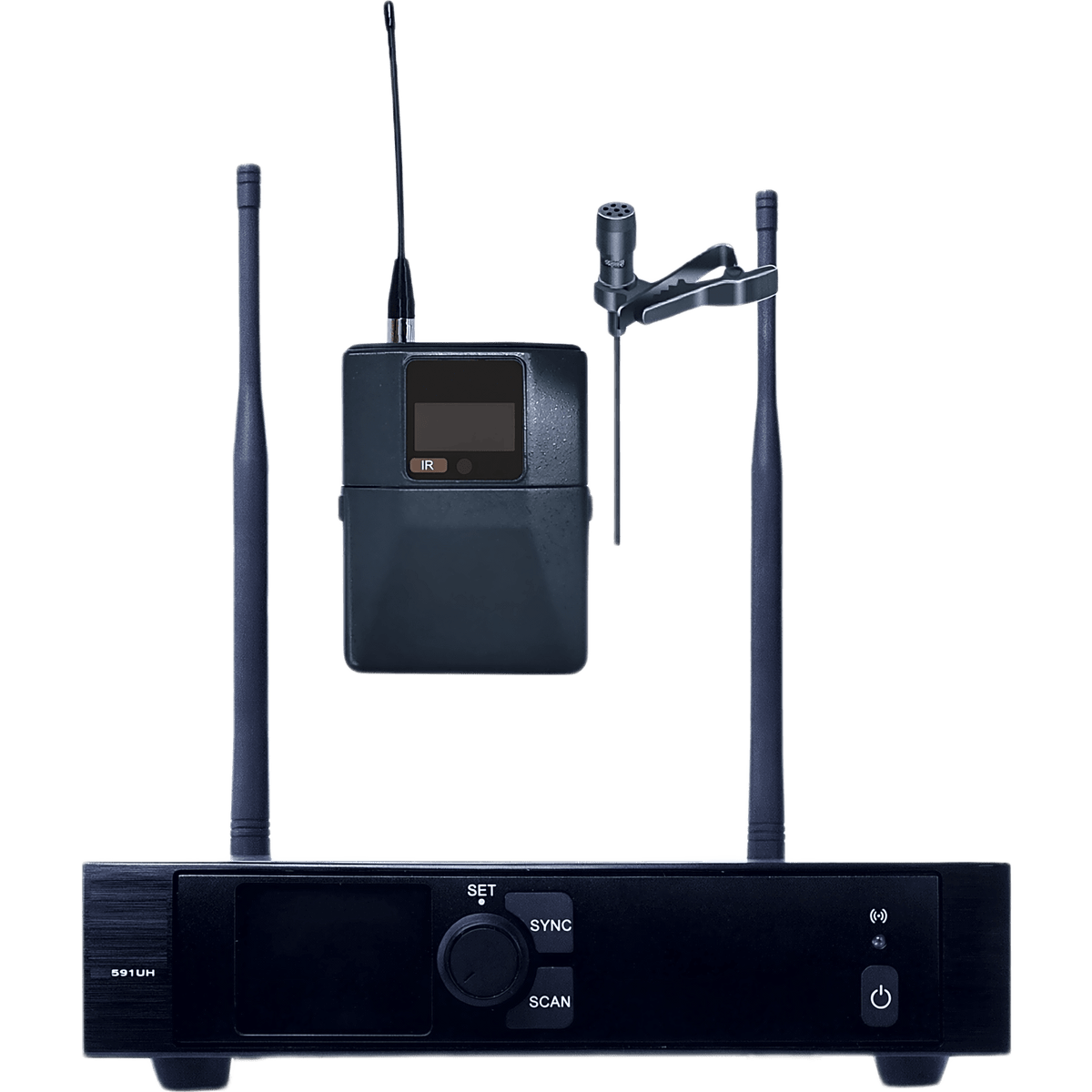 Sistema de Micrófono Inalámbrico | Receptor Un Canal U-Band 540-690 MHz | Micrófono de Solapa Digital | Modulación PI/4-DQPSK | Pantalla TFT-LCD 2.2"