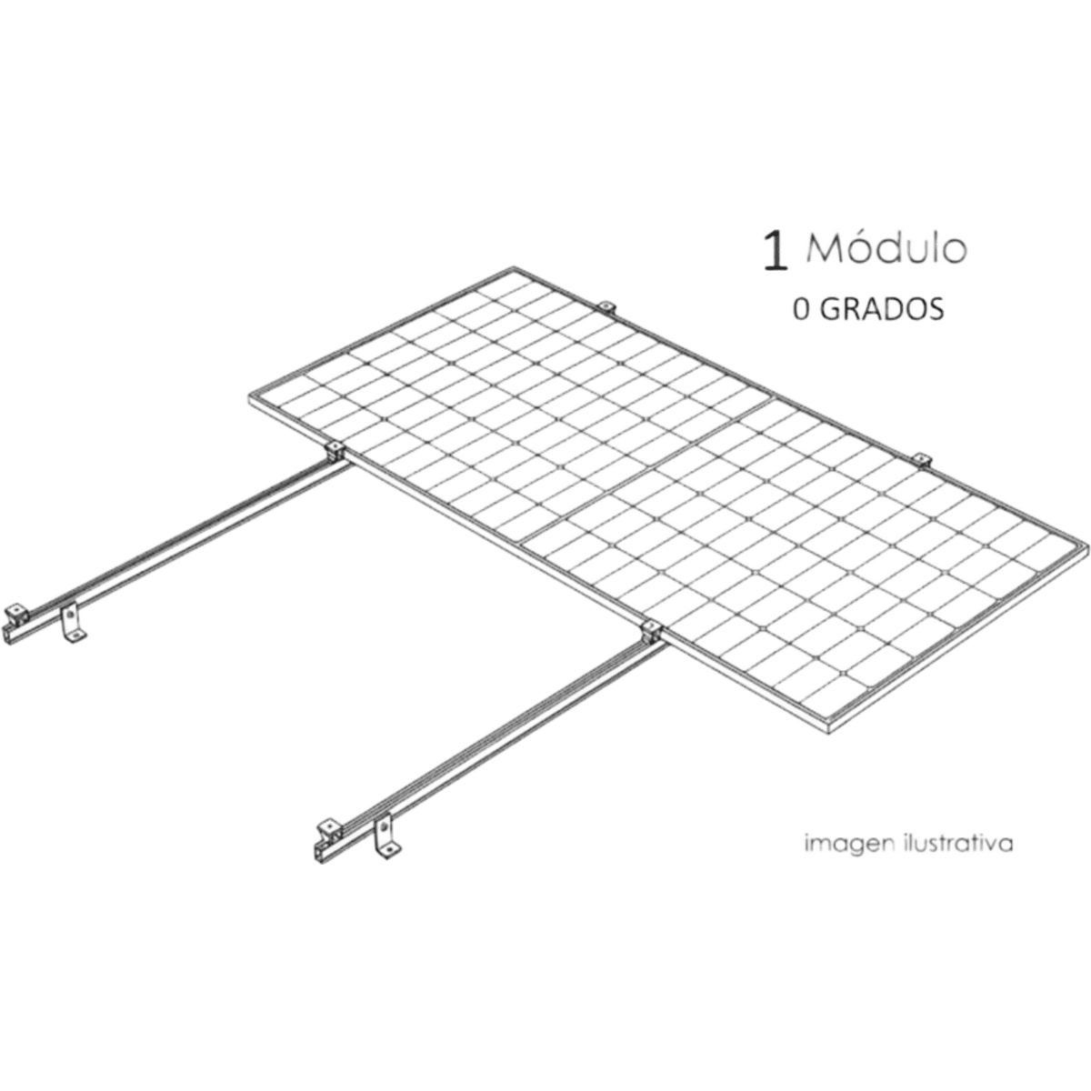 Kit Basel Sistema de Montaje Fotovoltaico Para 1 Módulo a 0° / Velocidad de Viento 170 km/h / Módulo 2.382 m x 1.134 m (7.81 ft x 3.72 ft) / Potencia