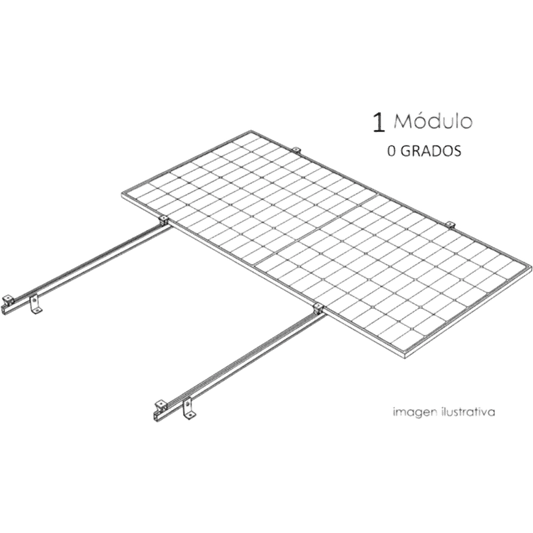 Kit Basel Sistema de Montaje Fotovoltaico Para 1 Módulo a 0° / Velocidad de Viento 170 km/h / Módulo 2.382 m x 1.134 m (7.81 ft x 3.72 ft) / Potencia