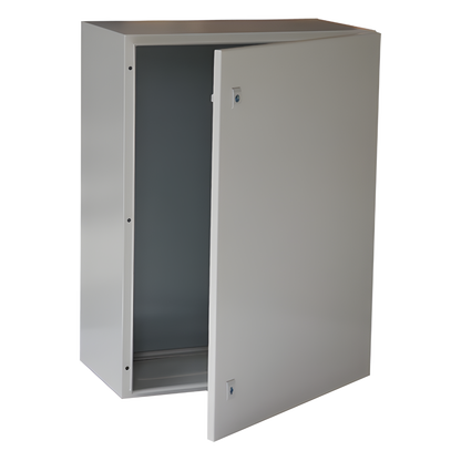 Gabinete de Acero IP66 Uso en Intemperie (600 x 800 x 300 mm) con Placa Trasera Interior Metálica y Compuerta Inferior Atornillable (Incluye Chapa y