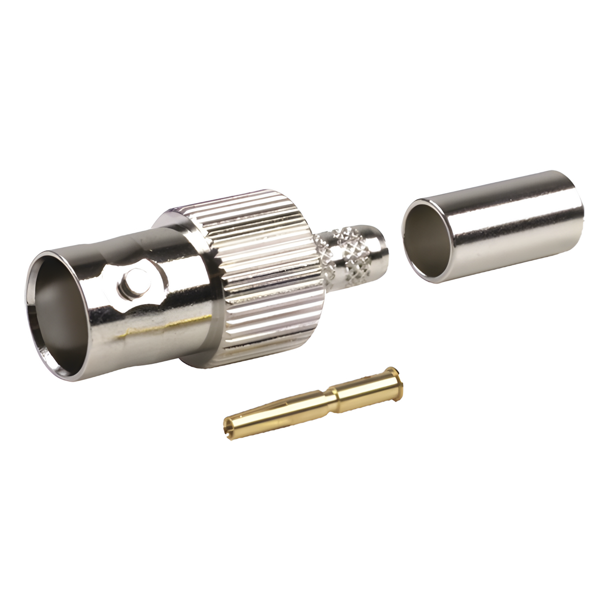Conector BNC Hembra de Anillo para Cables RG-8/X, LMR-240, 9258, Níquel/ Oro/ Delrin
