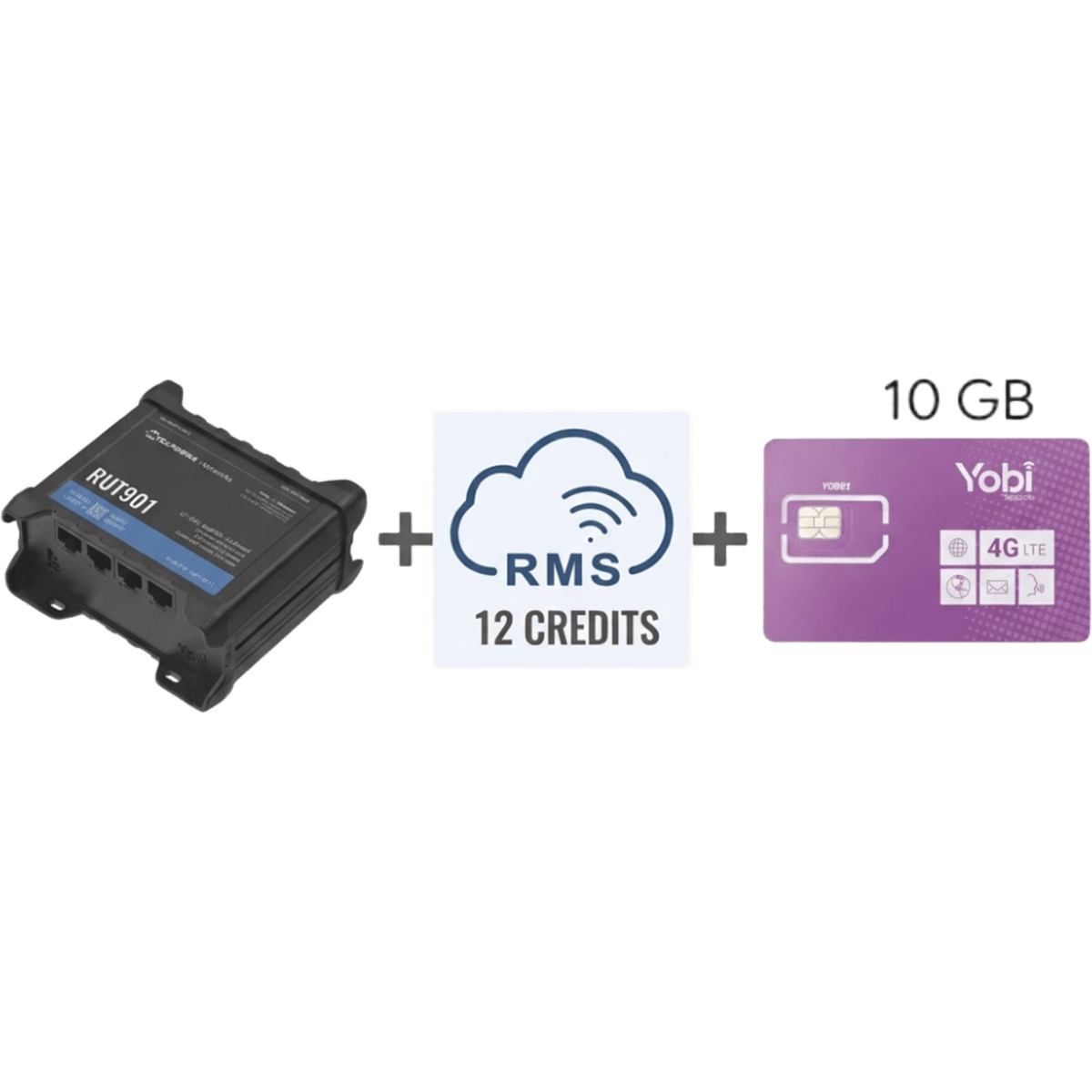 Router Teltonika LTE/4G RUT901 + 12 creditos RMS + SIM de YOBI de 10GB por Mes durante un año de servicio (solo datos)