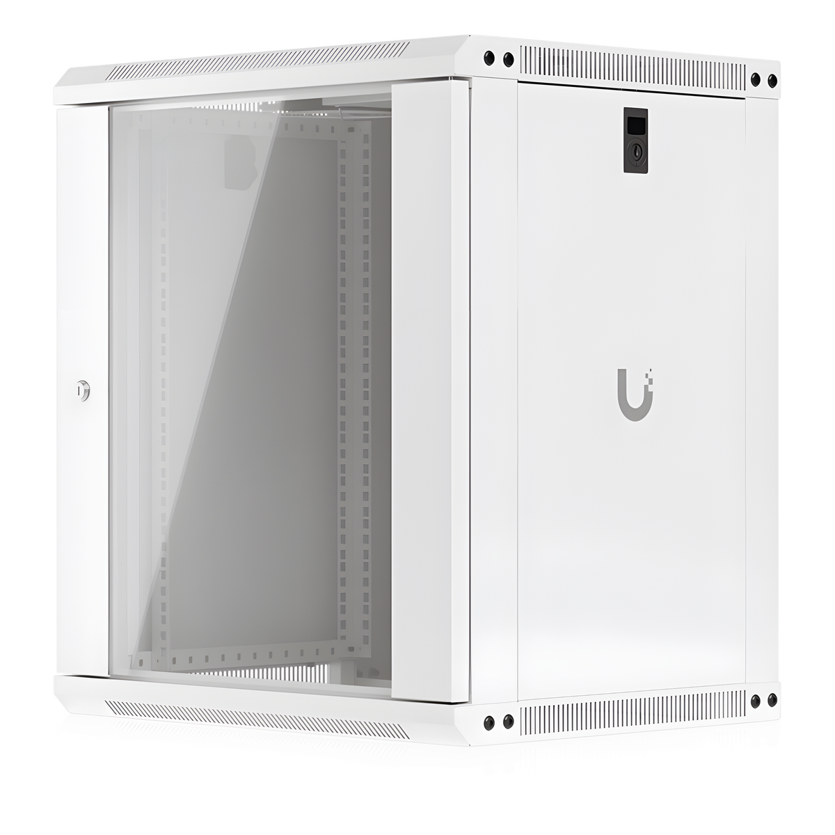 UACC Rack Cabinet 12U (550 x 450 mm) - Gabinete Cerrado para Montaje en Pared con Puerta de Vidrio Templado, Totalmente Ensamblado con Ventiladores