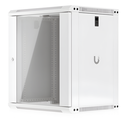UACC Rack Cabinet 12U (550 x 450 mm) - Gabinete Cerrado para Montaje en Pared con Puerta de Vidrio Templado, Totalmente Ensamblado con Ventiladores