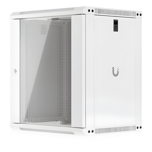 UACC Rack Cabinet 12U (550 x 450 mm) - Gabinete Cerrado para Montaje en Pared con Puerta de Vidrio Templado, Totalmente Ensamblado con Ventiladores