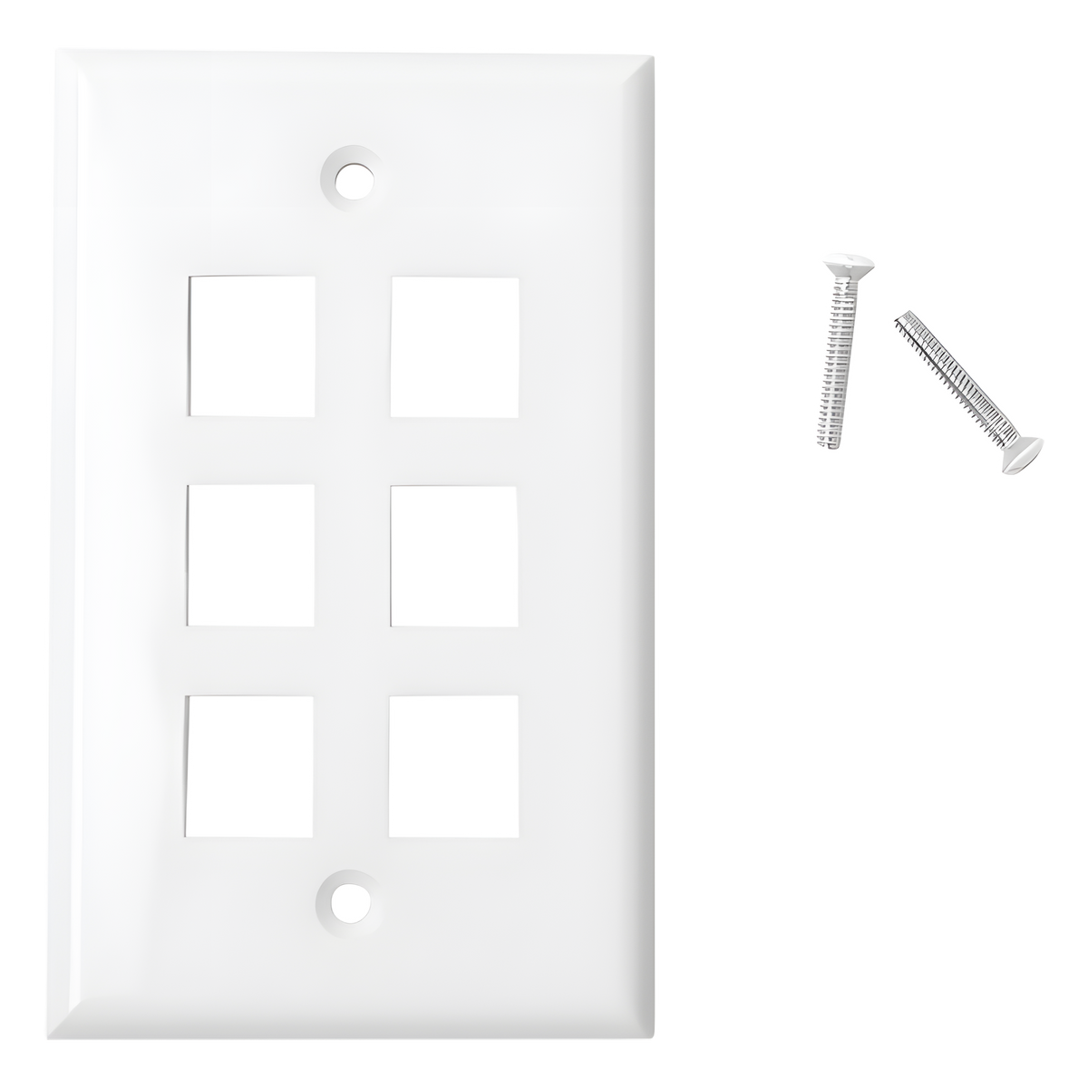 Placa de Pared de 6 Puertos, Keystone, Color Blanco