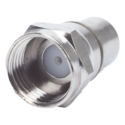 Conector F Macho, Plegable con PIN para Cable RG-6, Cuerpo de Bronce Niquelado