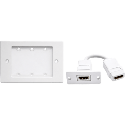Kit Wall Plate HDMI | Frame 1 Gang METAL Versión USA | Inserción HDMI Espacio Simple | Incluye Inserciones en y Tornillos | Blanco