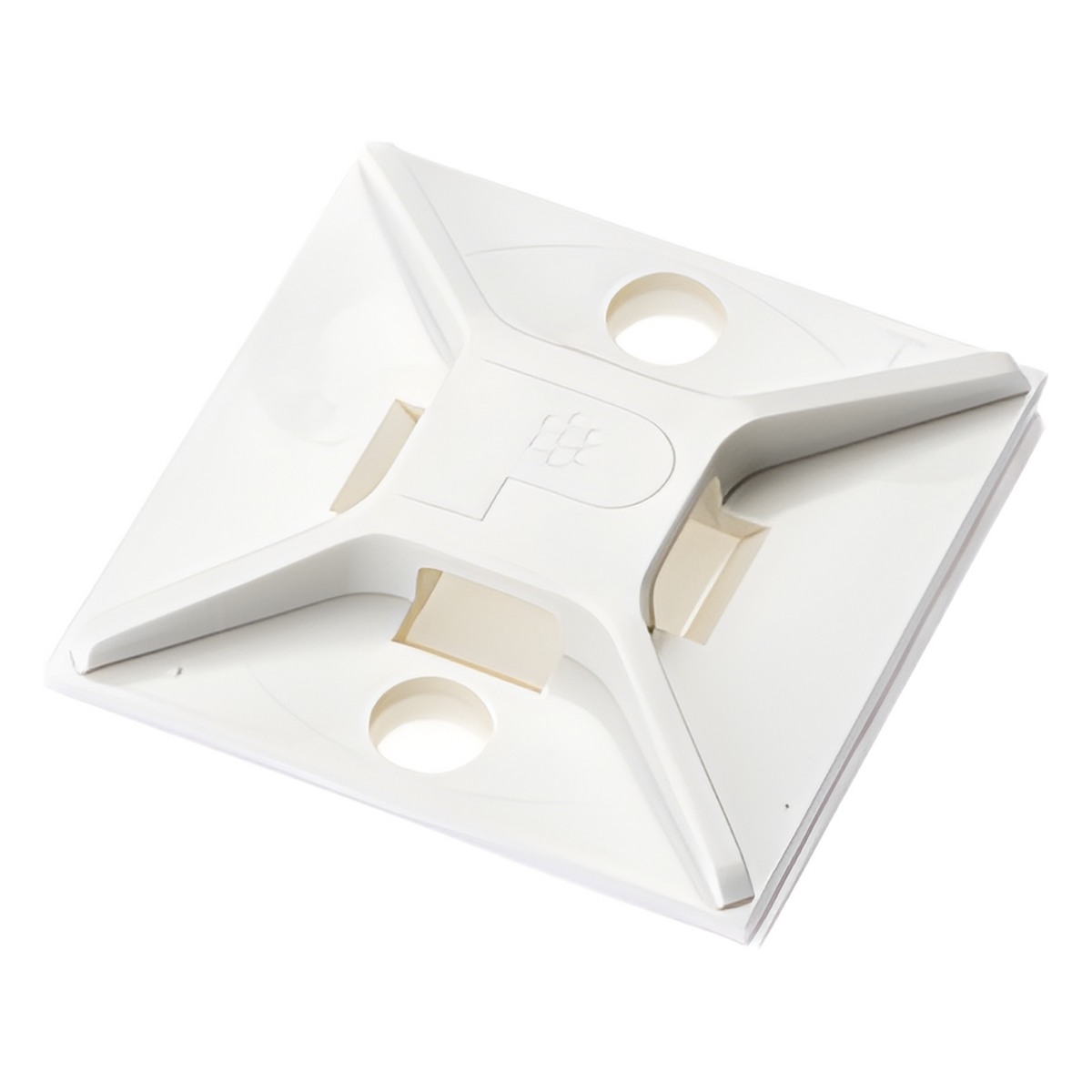 Montaje-Sujetador Para Cable de 4 Vías, con Adhesivo, 25.4 x 25.4mm (1in x 1in), Color Blanco, Uso en Interior, 1 pieza