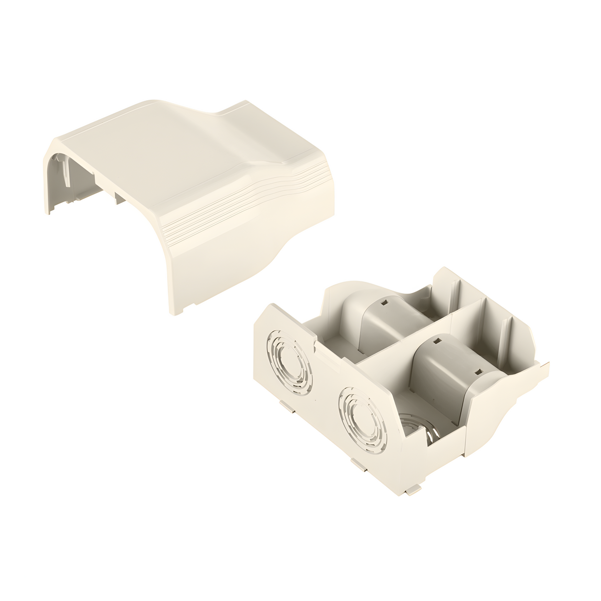 Conexión de tubería a canaleta T70, Salidas de 1/2", 3/4", 1" y 1 1/4", material ABS, Color Blanco Mate