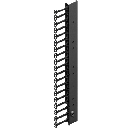 Organizador Vertical de Cables para Rack 45 UR (79 in) / Acero Negro RAL 9005 / Sección 95x208 mm (3.7x8.2 in) / Capacidad 726 Cables / Dedos cada