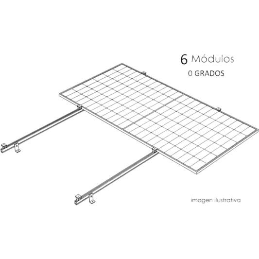 Kit Basel Sistema de Montaje Fotovoltaico Para 6 Módulos a 0° / Velocidad de Viento 170 km/h / Módulo 2.382 m x 1.134 m (7.81 ft x 3.72 ft)