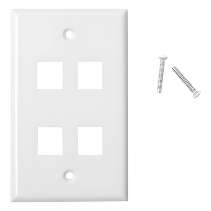 Placa de Pared de 4 Puertos, Keystone, Color Blanco