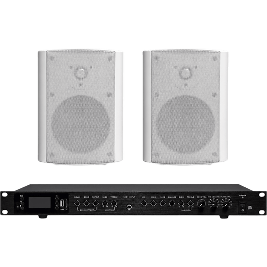 Amplificador de Audio con 2 Bocinas OL-5WT | 2 x 60W | Baja Impedancia 4 - 8&Omega; | Reproductor Bluetooth, USB, SD | Efectos Integrados Delay