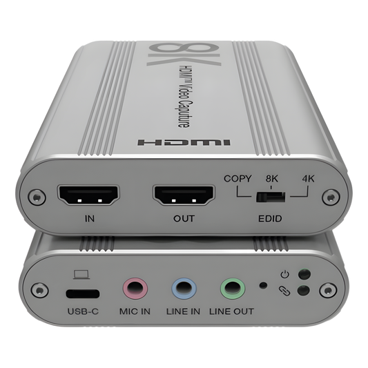 Tarjeta de Captura HDMI 8K a USB 3.2 Gen 1 | Resolución 8K@60Hz y 4K2K@144Hz | Ancho de Banda 48Gbps | Mezcla de Audio HDMI-Micrófono-Línea |