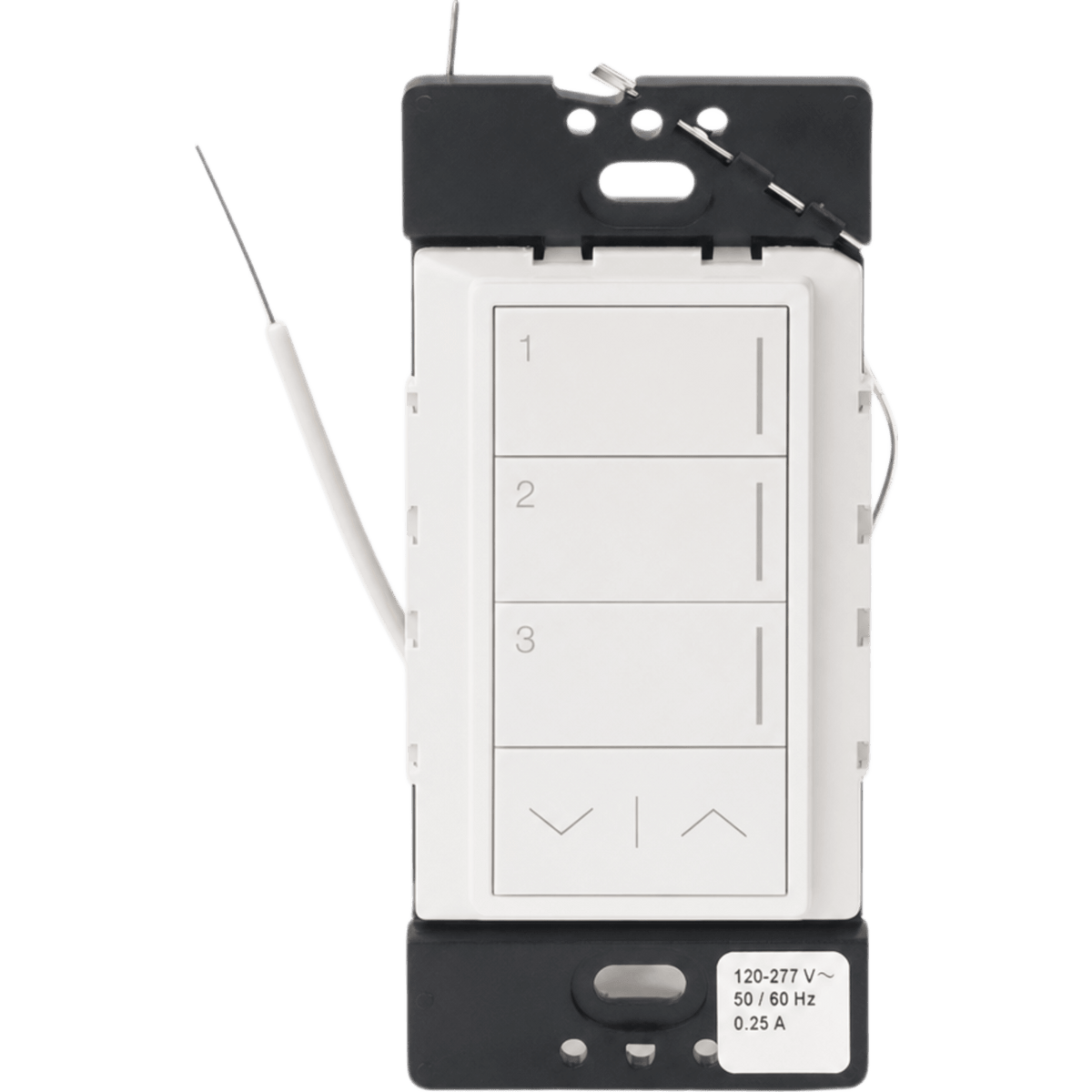 Botonera híbrida Sunnata de 3 botones con subir/bajar, dimmer y teclado integrados en un solo dispositivo, para RadioRA 3