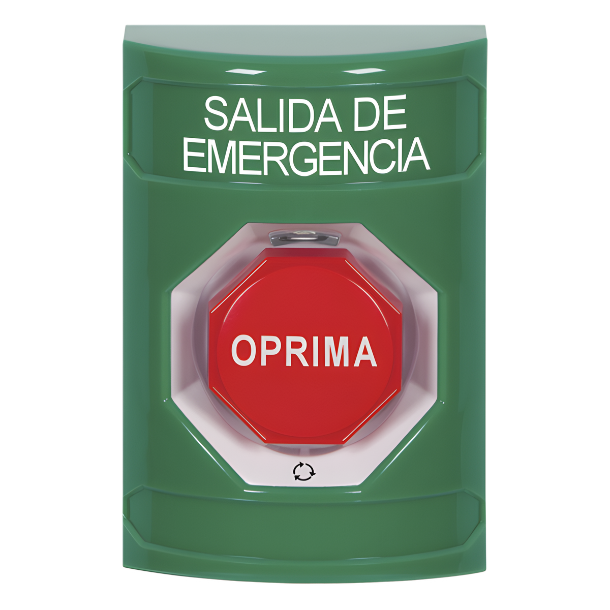 Botón de Salida de Emergencia , Texto en Español, Acción Mantenida, Girar para Restablecer, LED de iluminación