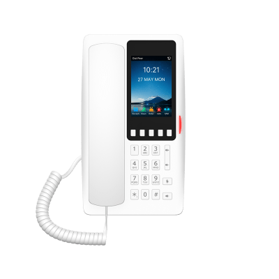 Teléfono IP Hotelero Wi-Fi 6 / Pantalla IPS 3.5" 320x480 / 2 Líneas SIP / 5 Teclas Programables / Puerto USB-A / PoE 802.3af / Audio HD / Diseño