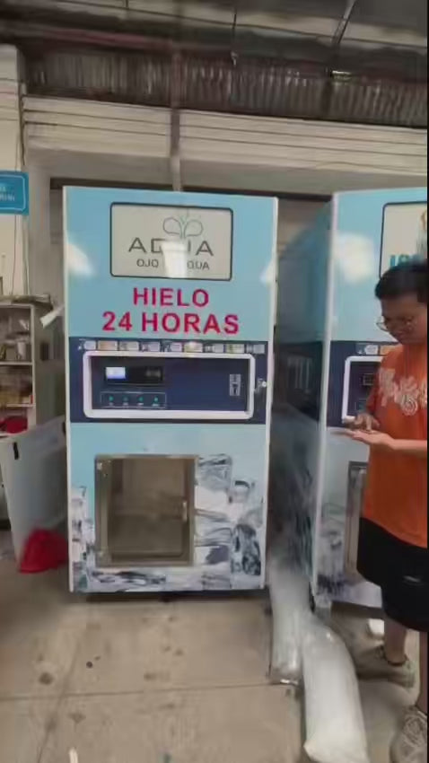 Maquina Dispensadora de Hielo en bolsa y granel de 900kg por dia