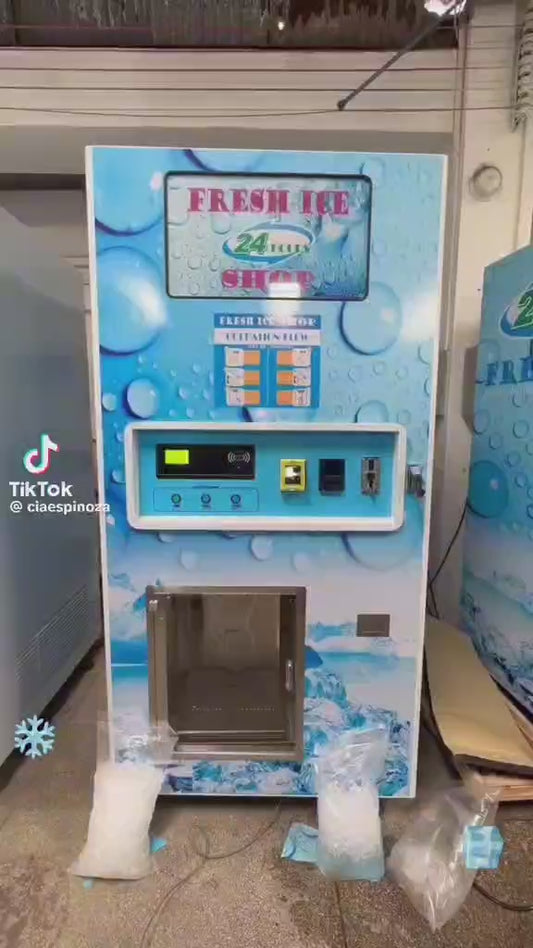 450kg/day Ice Vending Machine with AUTOMATIC bag dispenser and sealing, coin acceptor and local configuration system